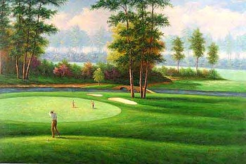 350x233 Handmade Contemporary Golf Landscape Oil Paintings On Canvas High - Golf Oil Painting