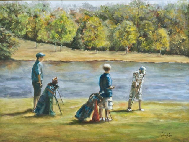 640x480 Central Ohio Plein Air - Golf Oil Painting