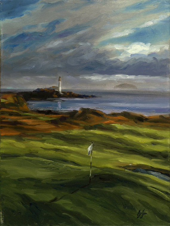 570x760 Golf Art. Golf Course Painting. Golf Gift. Turnberry Ailsa - Golf Painting