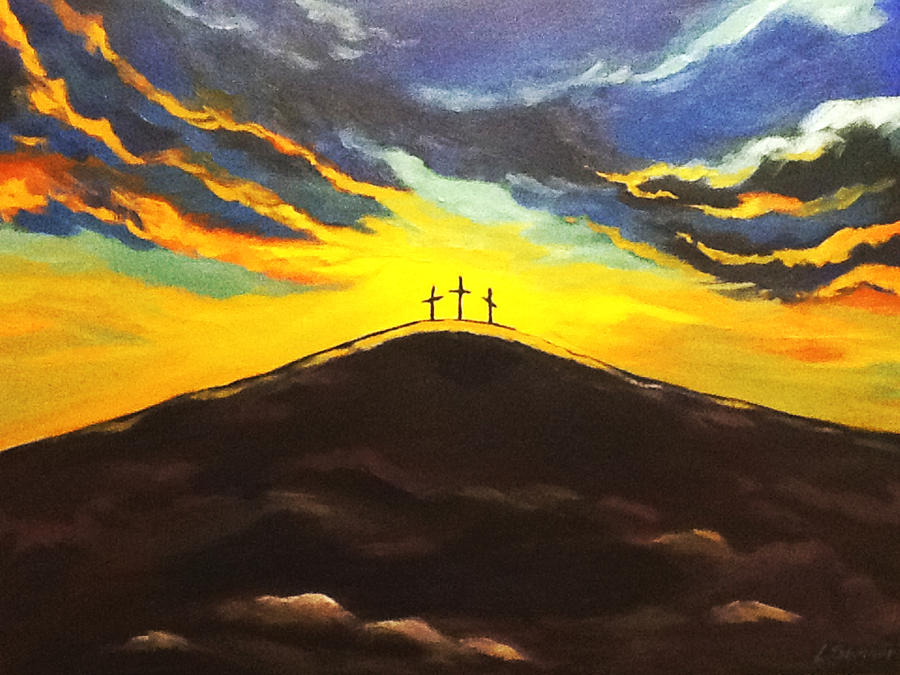 900x675 Golgotha Painting By Lee Steiner - Golgotha Painting