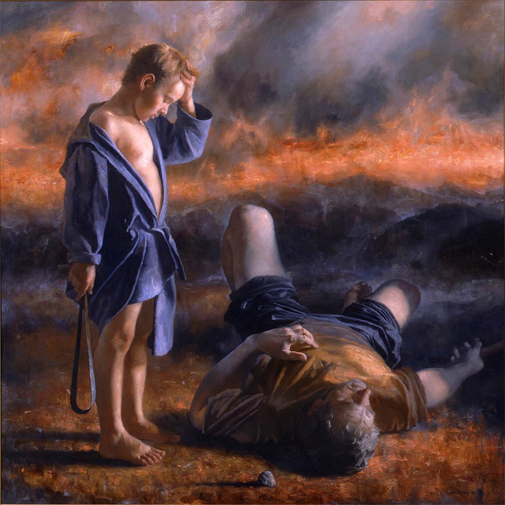 1000x1001 David And Goliath. Santiago Siri Medium - Goliath Painting