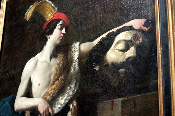 600x399 David Holds Goliath's Head Painting By Carl Purcell - Goliath Painting