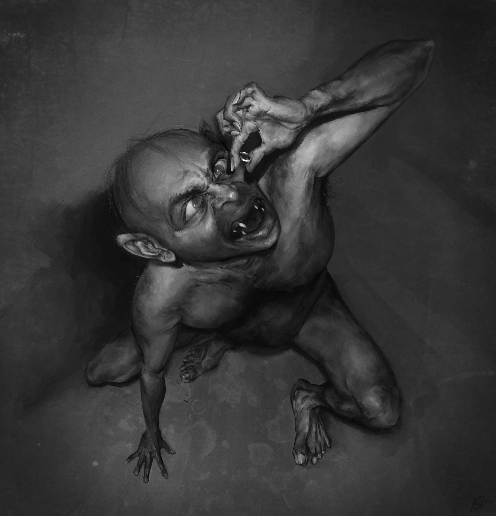 1960x2040 Gollum Painting In Photoshop - Gollum Painting