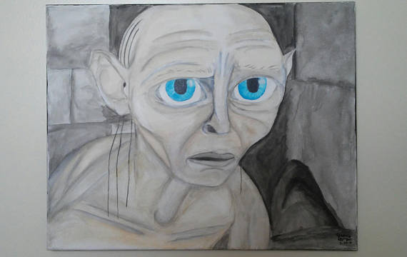 570x360 Lord Of The Rings Fan Art Smeagol Or Gollum Painting. Acrylic - Gollum Painting