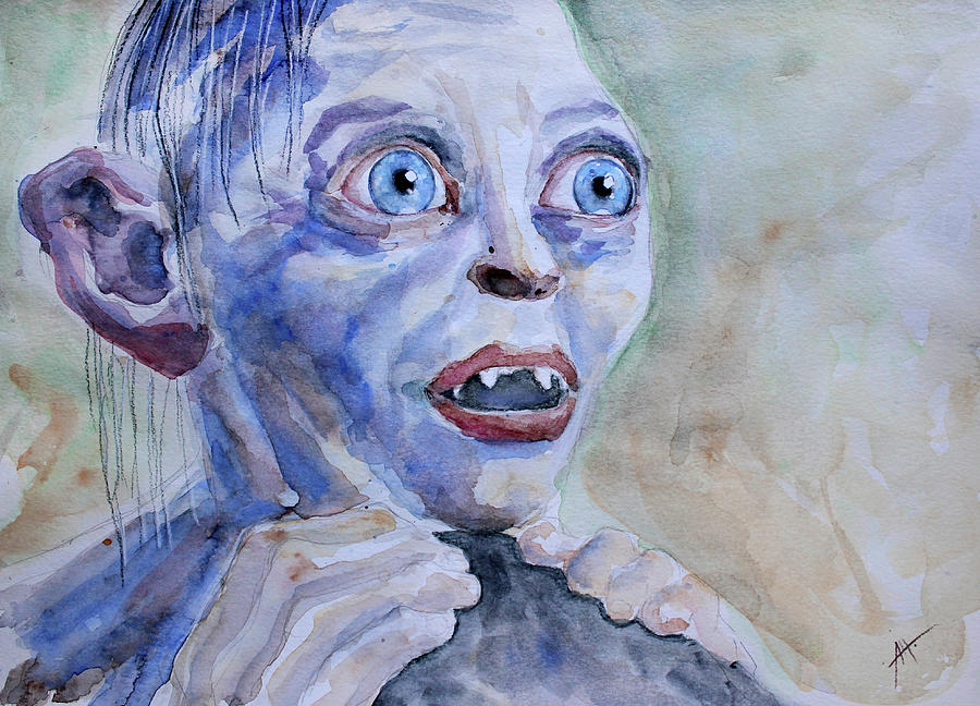 900x648 Portrait Of Gollum Painting By Anna Marinova - Gollum Painting