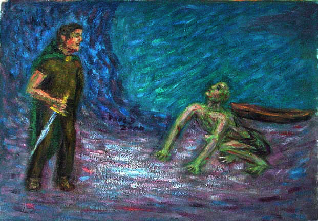 621x432 Bilbo And Gollum Lord Of The Rings Paintings And Prints By Paulb - Gollum Painting