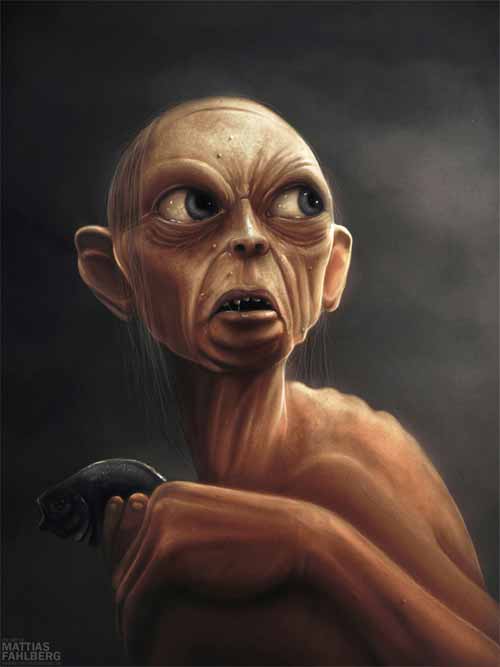 500x667 Sneaky Gollum Artwork Collection For Inspiration - Gollum Painting