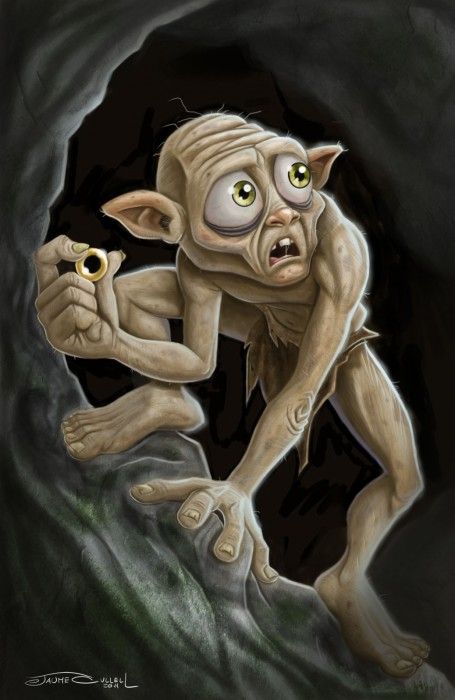 455x700 Gollum Film Karakterleri Caricatures, Celebrity - Gollum Painting