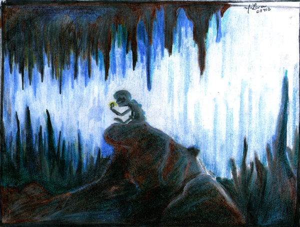 600x455 Gollum's Cave V2 By Lythiia - Gollum Painting