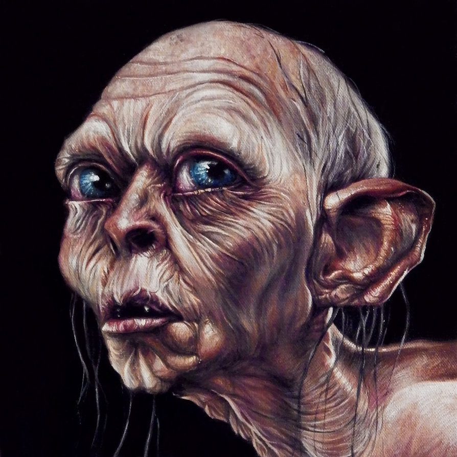 894x894 Gollum Painted Portrait By Benke33 - Gollum Painting