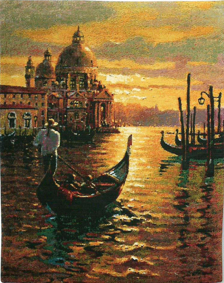 743x938 Venice Sunset Tapestry - Gondola Painting
