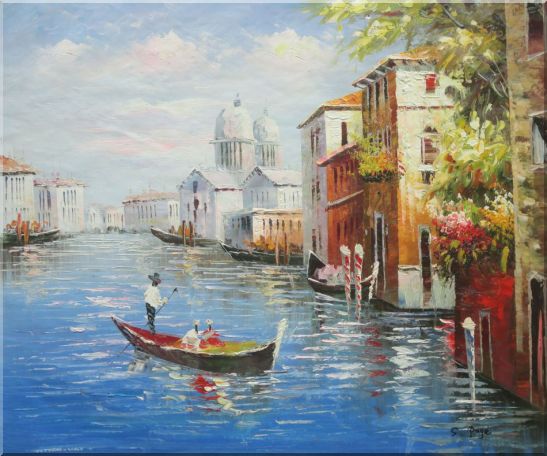 547x456 Framed Enjoying Venice On Gondola Oil Painting Italy Naturalism 20 - Gondola Painting