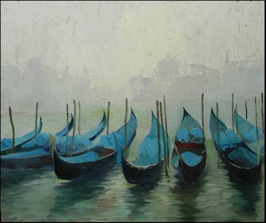 900x756 Gondola Painting By Podi Lawrence - Gondola Painting