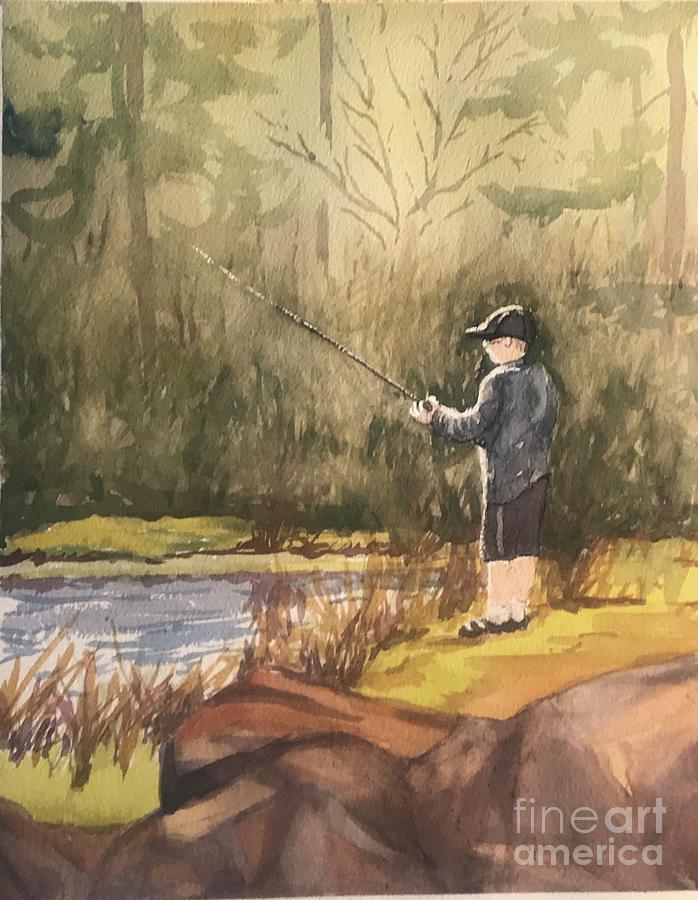 698x900 Gone Fishing Painting By Gail Heffron - Gone Fishing Painting