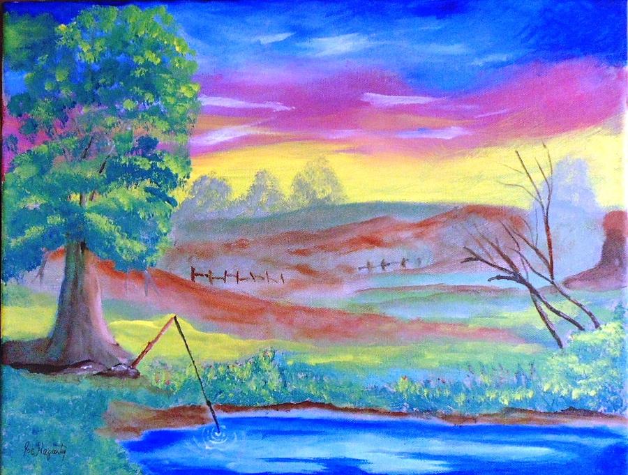 900x681 Gone Fishing Painting By Joe Hagarty - Gone Fishing Painting