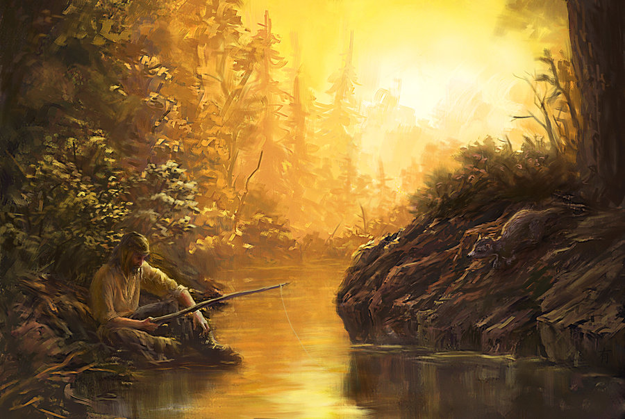 900x603 Gone Fishing By Arisuonpaa - Gone Fishing Painting