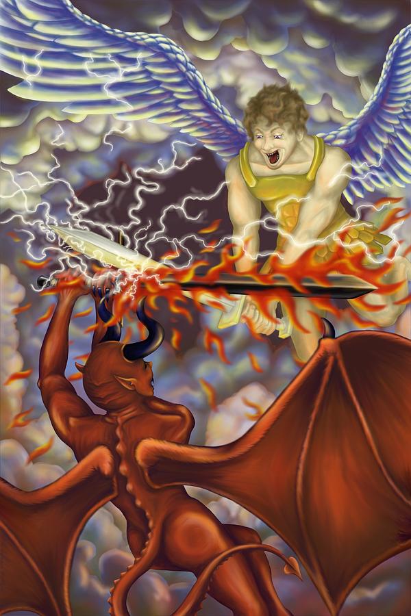 600x900 Good Vs Evil Painting By Tom Wrenn - Good And Evil Painting