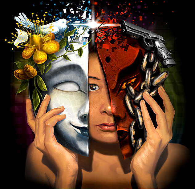 633x614 Good Vs Evil By Saibel - Good And Evil Painting