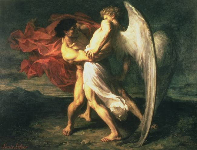 650x495 Jacob Wrestling With The Angel By The Fine Art Masters - Good And Evil Painting