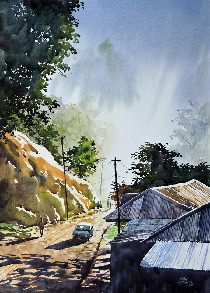 690x960 Good Morning By Artist Sunil Linus De Impressionism, Painting - Good Morning Painting