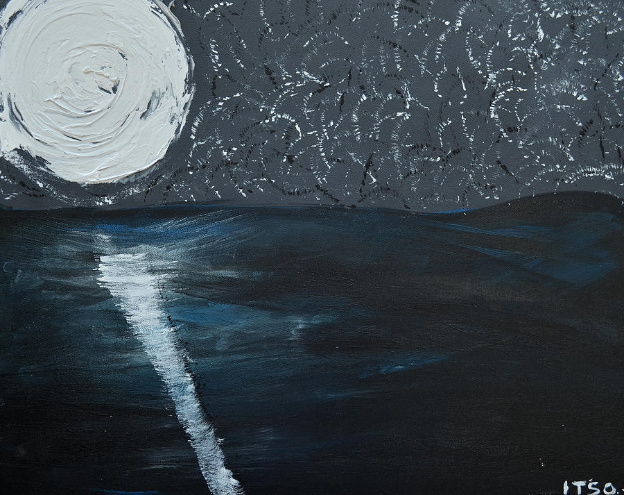 900x713 Good Night Moon Painting By Itso Art - Good Night Painting