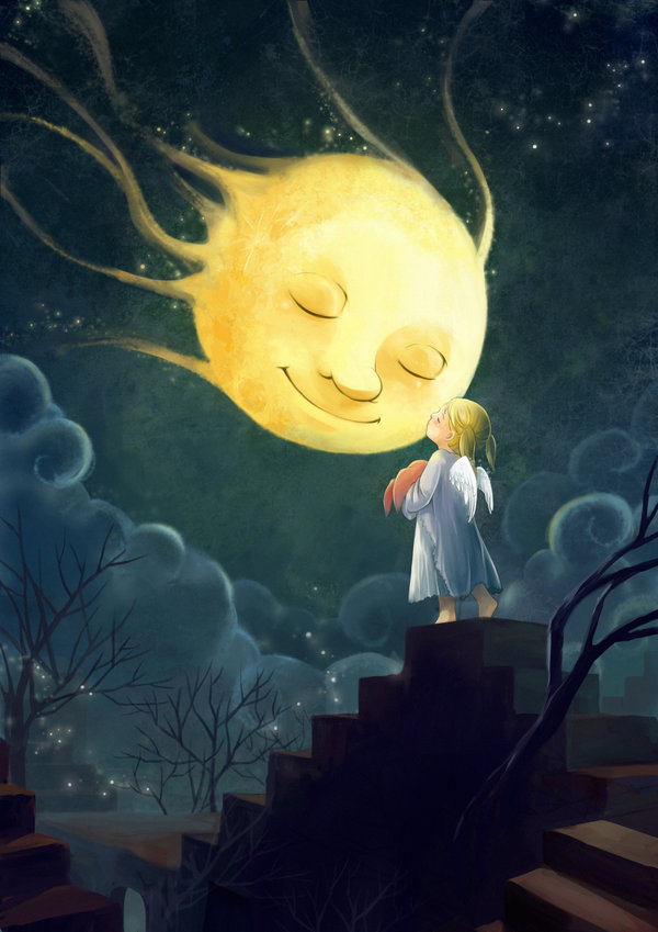 600x849 Good Night Mrs.moon By Darkmello - Good Night Painting