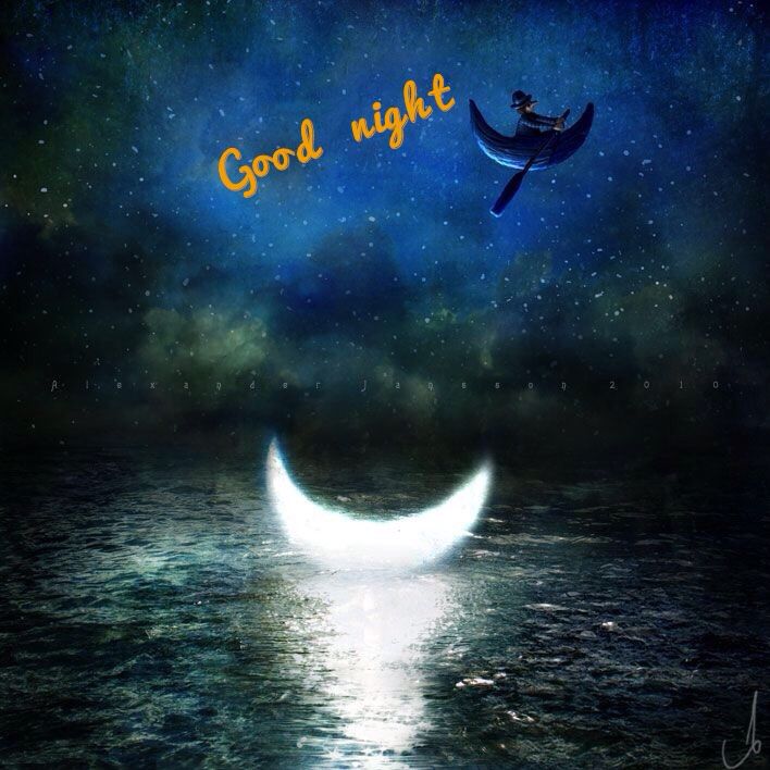 708x708 Good Night, Moon, Boat Good Night - Good Night Painting