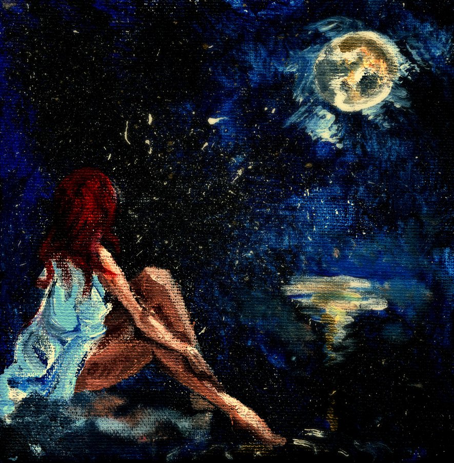 885x902 Goodnight, Moon By Senselesssanity - Good Night Painting
