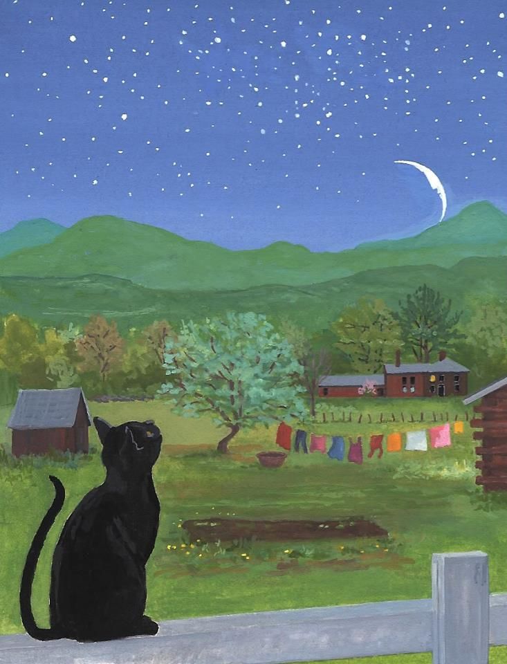 733x960 I Love This Painting!! Good Night, Moon. Good Night, Kitty - Good Night Painting