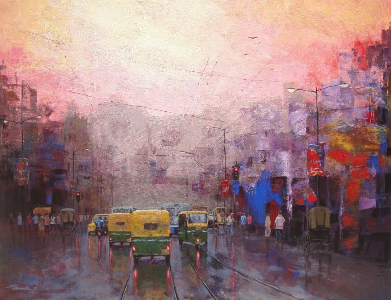 800x614 Good Morning Kolkata Ii By Artist Purnendu Mandal Cityscape Art - Good Painting