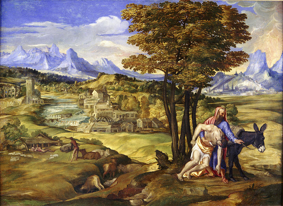 900x655 The Good Samaritan Painting By Domenico Campagnola - Good Samaritan Painting