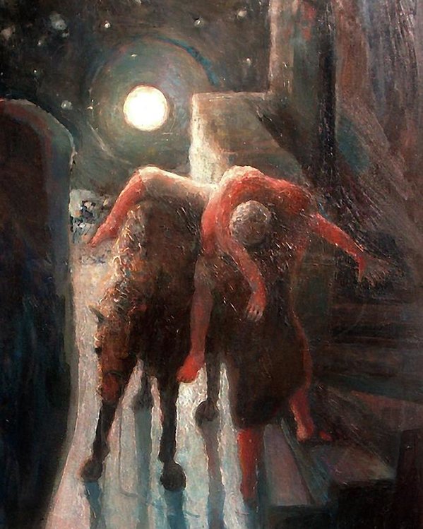 599x749 The Moon And The Good Samaritan Poster By Daniel Bonnell - Good Samaritan Painting