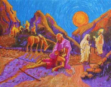 375x295 Saatchi Art Parables Of Jesus Art Parable Of The Good Samaritan - Good Samaritan Painting