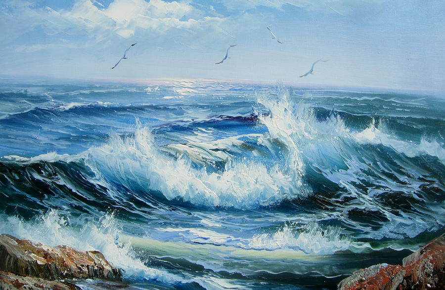 900x587 Wave Goodbye Painting By Imagine Art Works Studio - Goodbye Painting