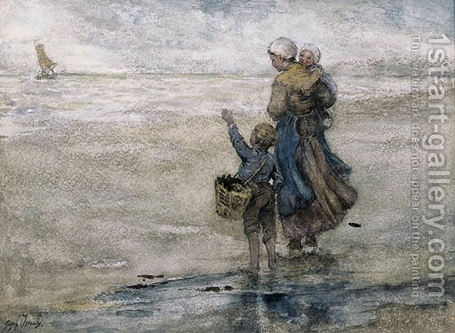 512x375 Waving Goodbye To Father Jozef Israels Reproduction 1st Art Gallery - Goodbye Painting