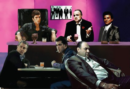 425x292 Unique Scarface, Godfather, Goodfellas, Sopranos Reservoir Dogs - Goodfellas Dog Painting Framed