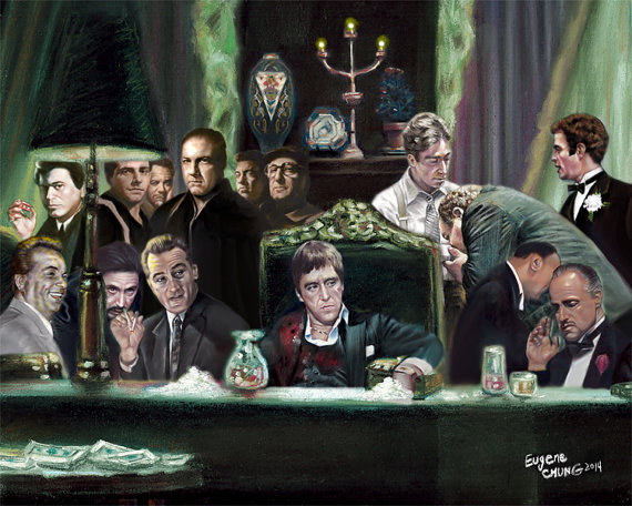 570x456 Scarface God Father Good Fellas Painting Poster Print - Goodfellas Painting Poster