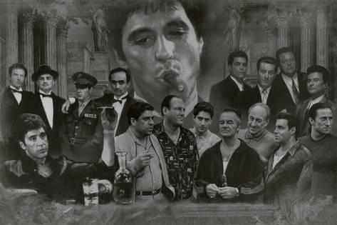 473x315 Gangsters Collage Godfather Goodfellas Scarface Sopranos Movie - Goodfellas Painting Poster