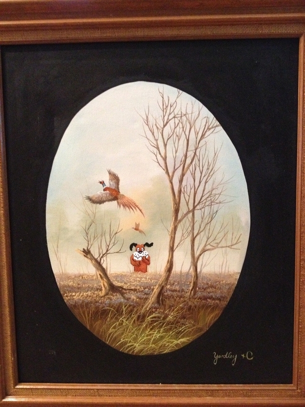 610x813 My Wife Has Taken To Adding Things To Paintings Found - Goodwill Painting