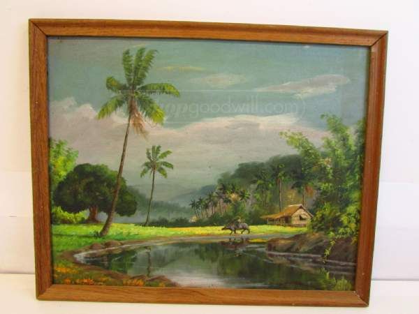 600x450 Artist Signed Vintage Framed Canvas Oil - Goodwill Painting