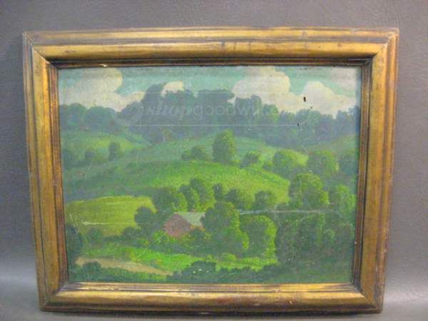 600x450 Carl Woolsey Oil Painting 1930's Rolling Hills - Goodwill Painting