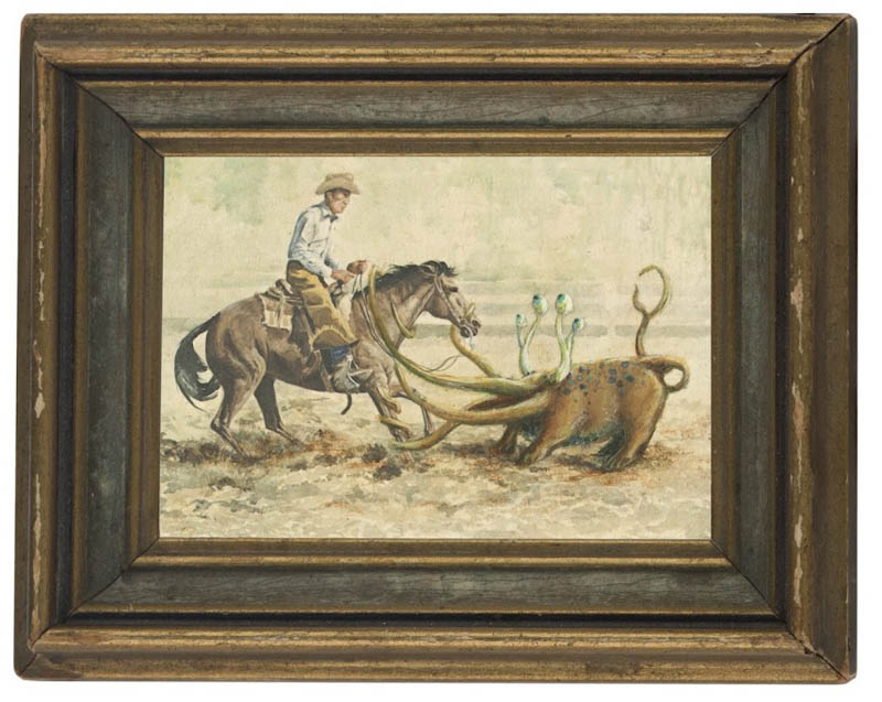 800x637 Adding Monsters To Thrift Store Paintings - Goodwill Painting