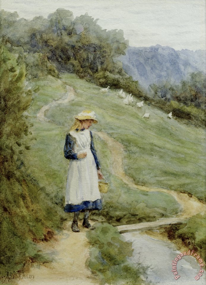 694x960 Helen Allingham The Goose Girl Painting - Goose Girl Painting