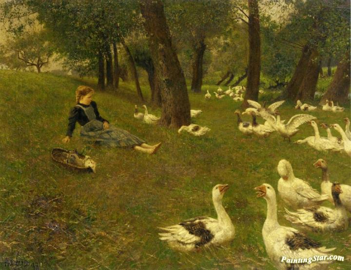 720x554 The Goose Girl Artwork By Adolf Lins Oil Painting Amp Art Prints - Goose Girl Painting
