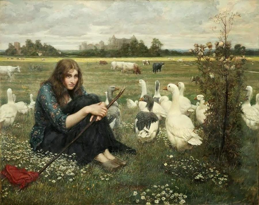 900x713 The Goose Girl Painting By Motionage Designs - Goose Girl Painting