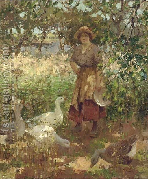 512x622 The Goose Girl William Hannah Clarke Reproduction 1st Art Gallery - Goose Girl Painting