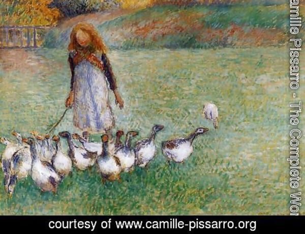 600x459 Camille Pissarro - Goose Girl Painting