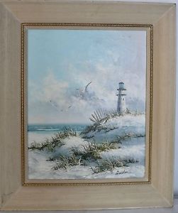 251x300 Oil Painting Signed Gordon Seascape Lighthouse Ocean Sea Gulls Ebay - Gordon Lighthouse Painting