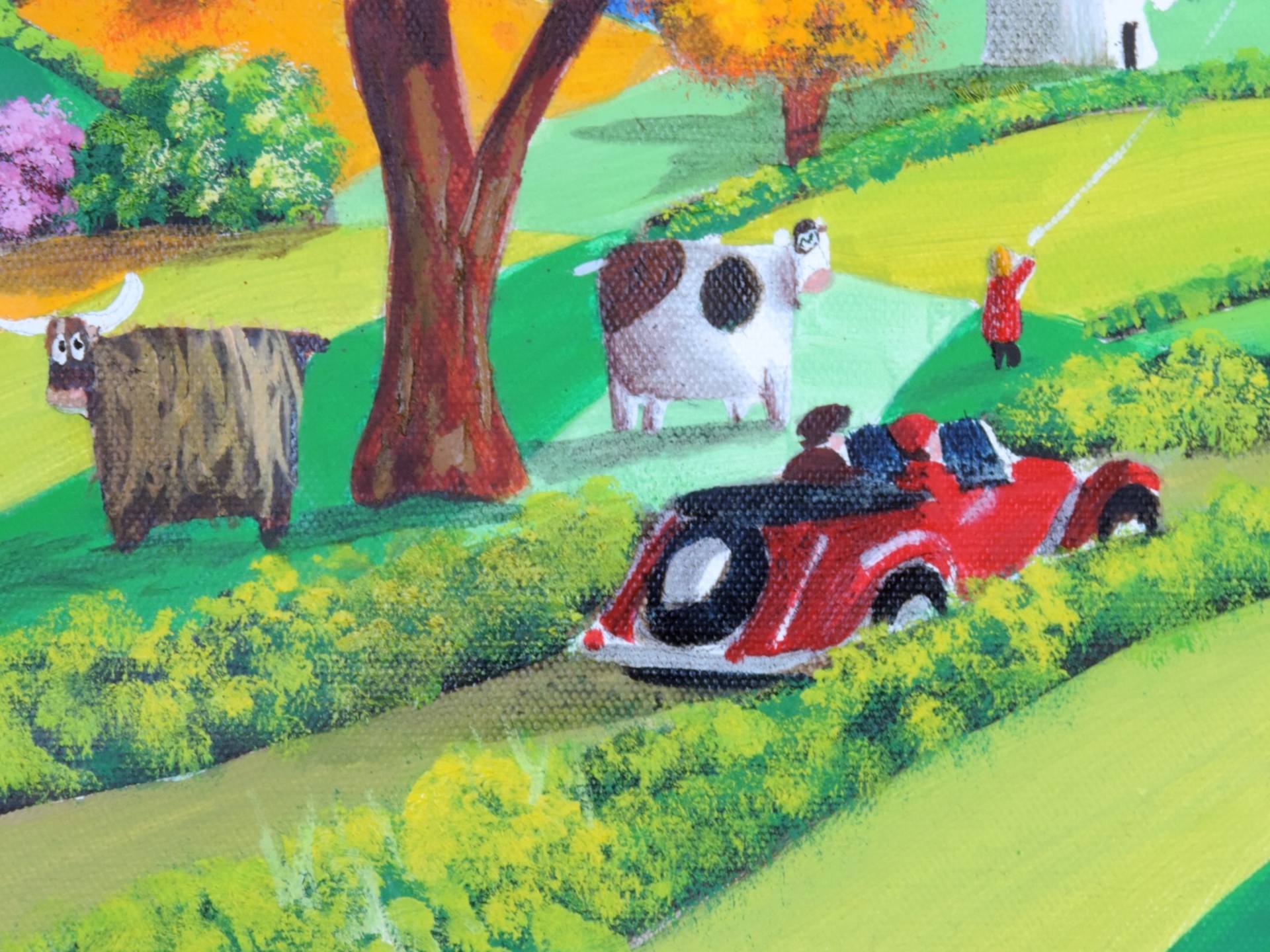 1920x1440 Saatchi Art Happy Rolling Hills Naive Scottish Folk Art Landscape - Gordon Lighthouse Painting