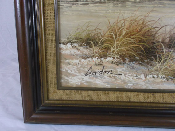 570x426 Vintage Framed Oil Painting On Canvas Lighthouse On The Beach - Gordon Lighthouse Painting